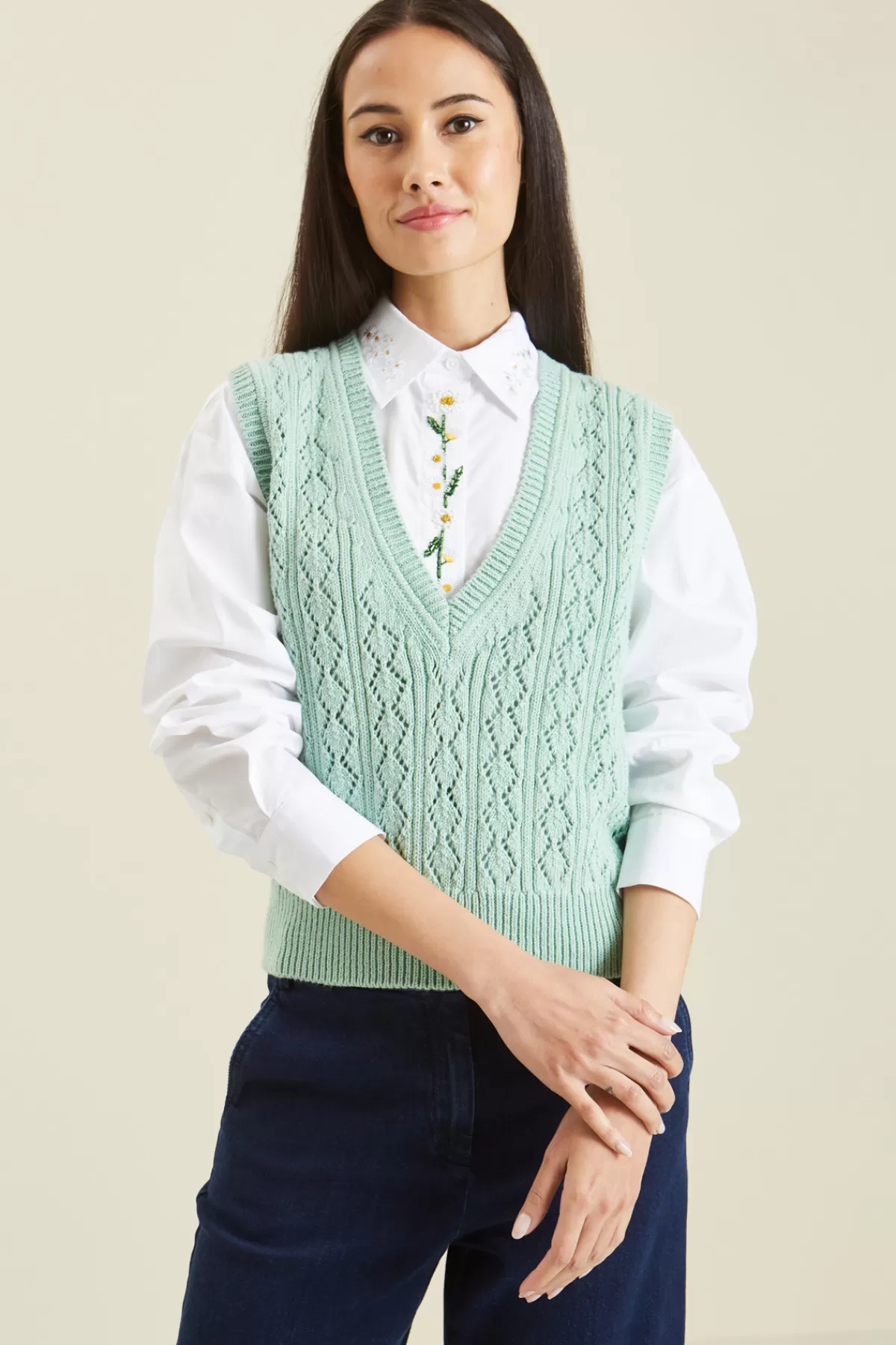 Fashion Market Gilet in cotone traforato