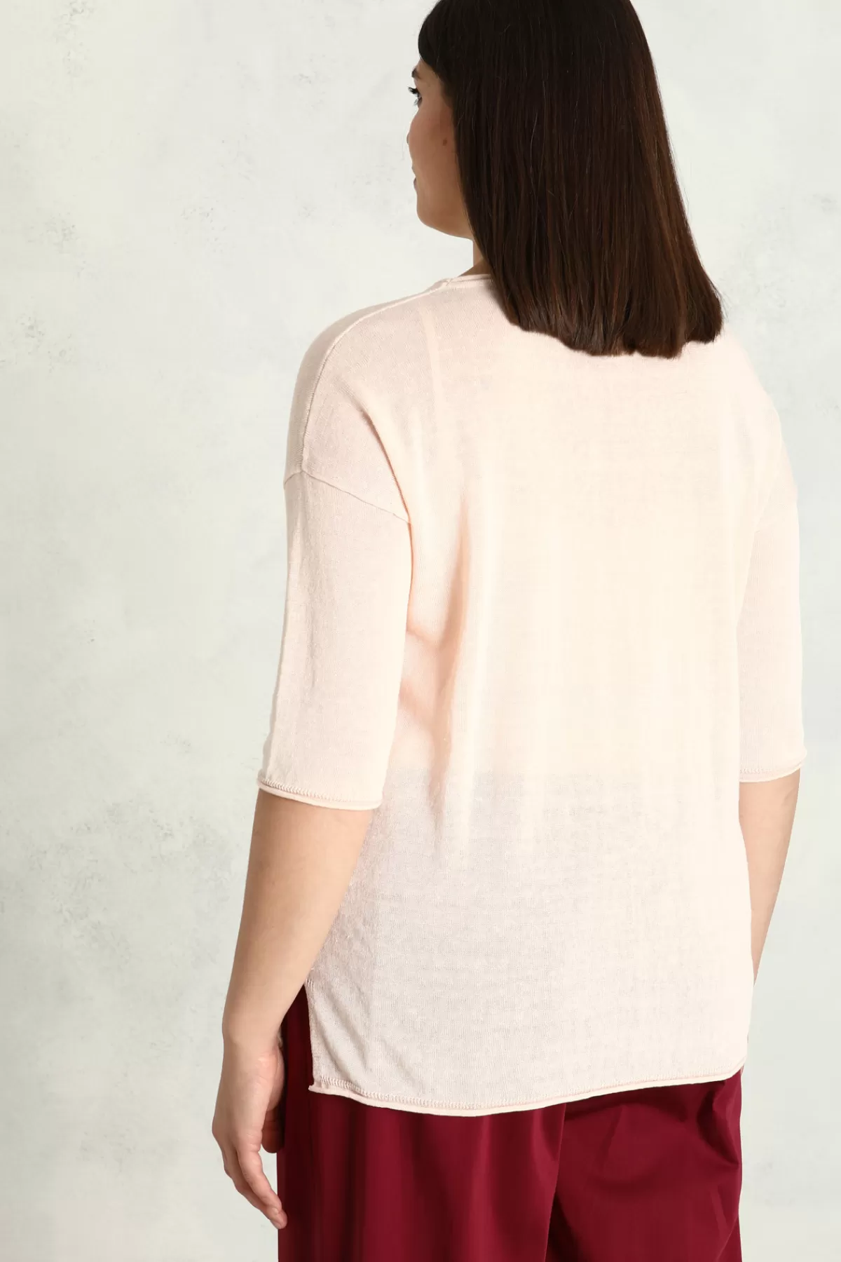 Fashion Market Maglia in lino con intarsio